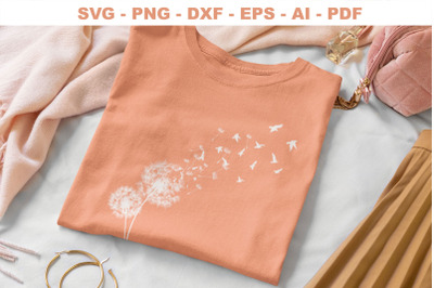Dandelion with Birds SVG, Dandelion Flower svg