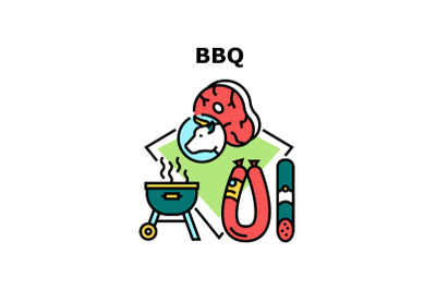Bbq Cooking Meat Vector Concept Color Illustration