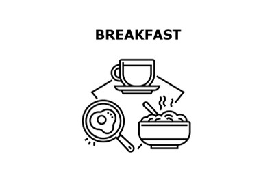 Breakfast Meal Vector Concept Black Illustration