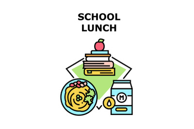 School Lunch Vector Concept Color Illustration