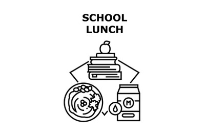 School Lunch Vector Concept Black Illustration