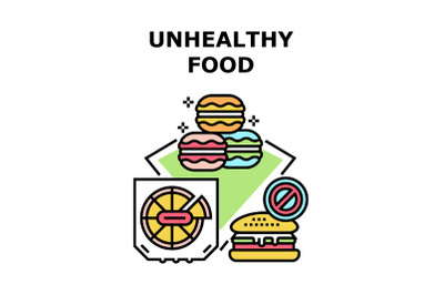 Unhealthy Food Vector Concept Color Illustration