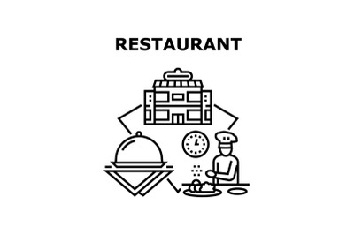 Restaurant Food Vector Concept Black Illustration