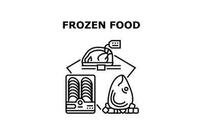 Frozen Food Vector Concept Black Illustration