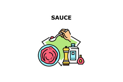 Sauce For Dish Vector Concept Color Illustration