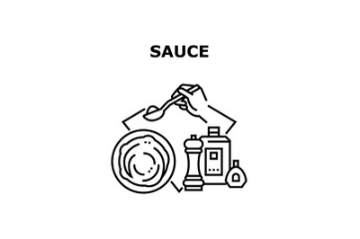 Sauce For Dish Vector Concept Black Illustration