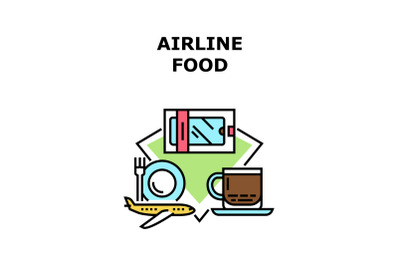 Airline Food Vector Concept Color Illustration