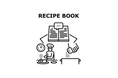 Recipe Book Vector Concept Black Illustration