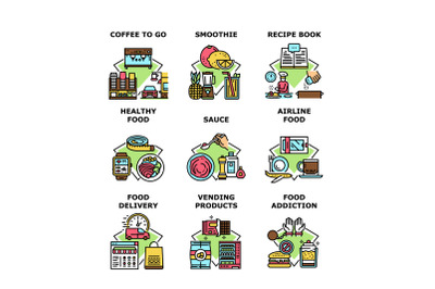 Food Addiction Set Icons Vector Illustrations