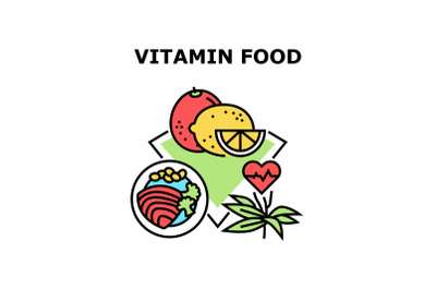 Vitamin Food Vector Concept Color Illustration