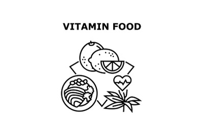 Vitamin Food Vector Concept Black Illustration