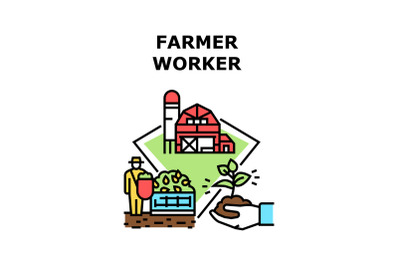 Farmer Worker Vector Concept Color Illustration