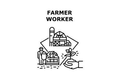 Farmer Worker Vector Concept Black Illustration