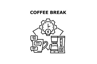 Coffee Break Vector Concept Black Illustration