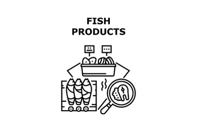 Fish Products Vector Concept Black Illustration