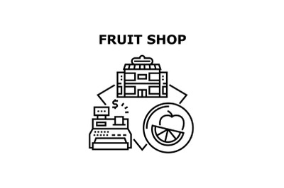 Fruit Shop Sale Vector Concept Black Illustration