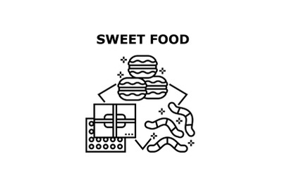 Sweet Food Menu Vector Concept Black Illustration