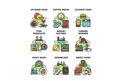 Food And Drink Set Icons Vector Illustrations