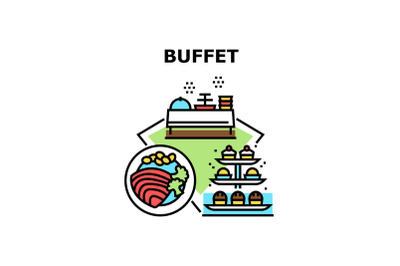 Buffet Food Vector Concept Color Illustration