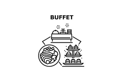 Buffet Food Vector Concept Black Illustration