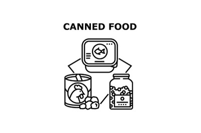 Canned Food Vector Concept Black Illustration