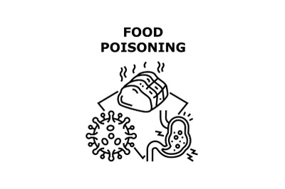 Food Poisoning Vector Concept Black Illustration