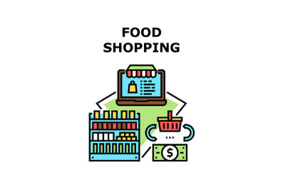 Food Shopping Vector Concept Color Illustration