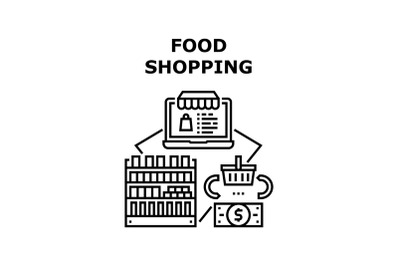 Food Shopping Vector Concept Black Illustration