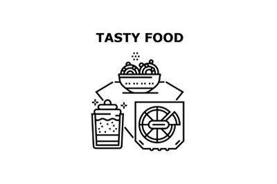 Tasty Food Dish Vector Concept Black Illustration