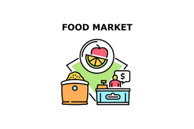 Food Market Vector Concept Color Illustration