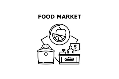 Food Market Vector Concept Black Illustration