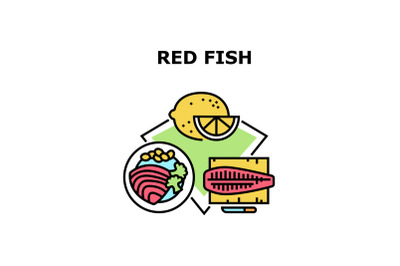 Red Fish Meat Vector Concept Color Illustration