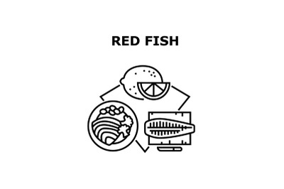 Red Fish Meat Vector Concept Black Illustration