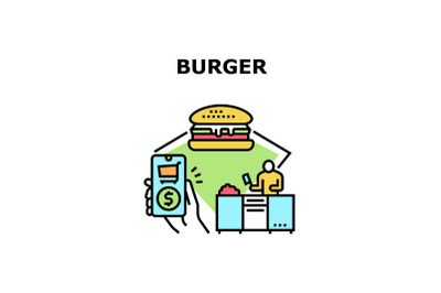 Burger Fastfood Vector Concept Color Illustration