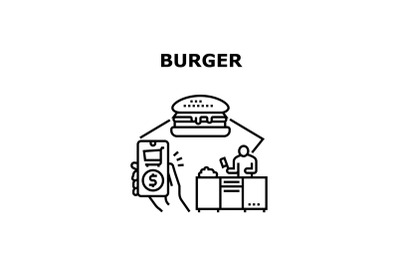 Burger Fastfood Vector Concept Black Illustration