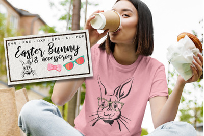 Easter Bunny SVG, Bunny With Glasses &amp; accessories