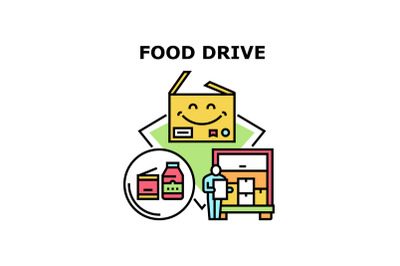 Food drive icons vector illustrations