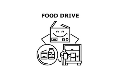 Food drive icons vector illustrations