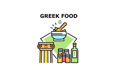 Greek food icons vector illustrations