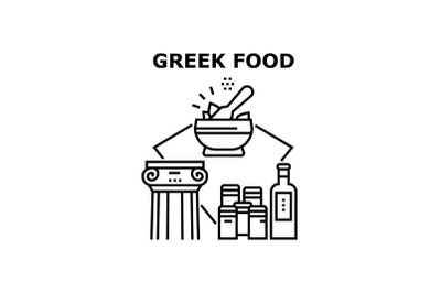 Greek food icons vector illustrations