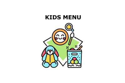 Kids menu icons vector illustrations