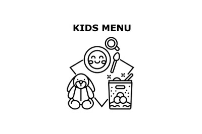 Kids menu icons vector illustrations