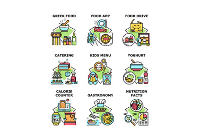 Food gastronomy set icons vector illustrations