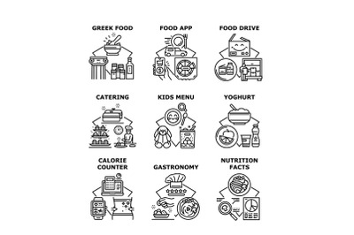 Food gastronomy set icons vector illustrations