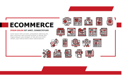 Ecommerce And Online Shopping Landing Header Vector