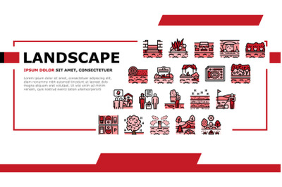 Landscape Design And Accessories Landing Header Vector