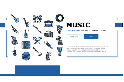 Music Instruments Performance Landing Header Vector