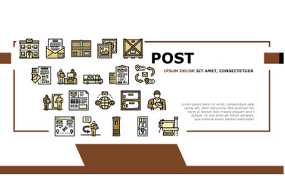 Post Office Delivery Service Landing Header Vector