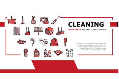 Cleaning And Washing Accessories Landing Header Vector