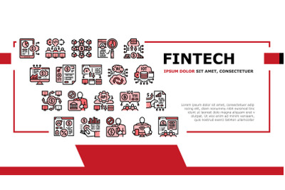 Fintech Financial Technology Landing Header Vector